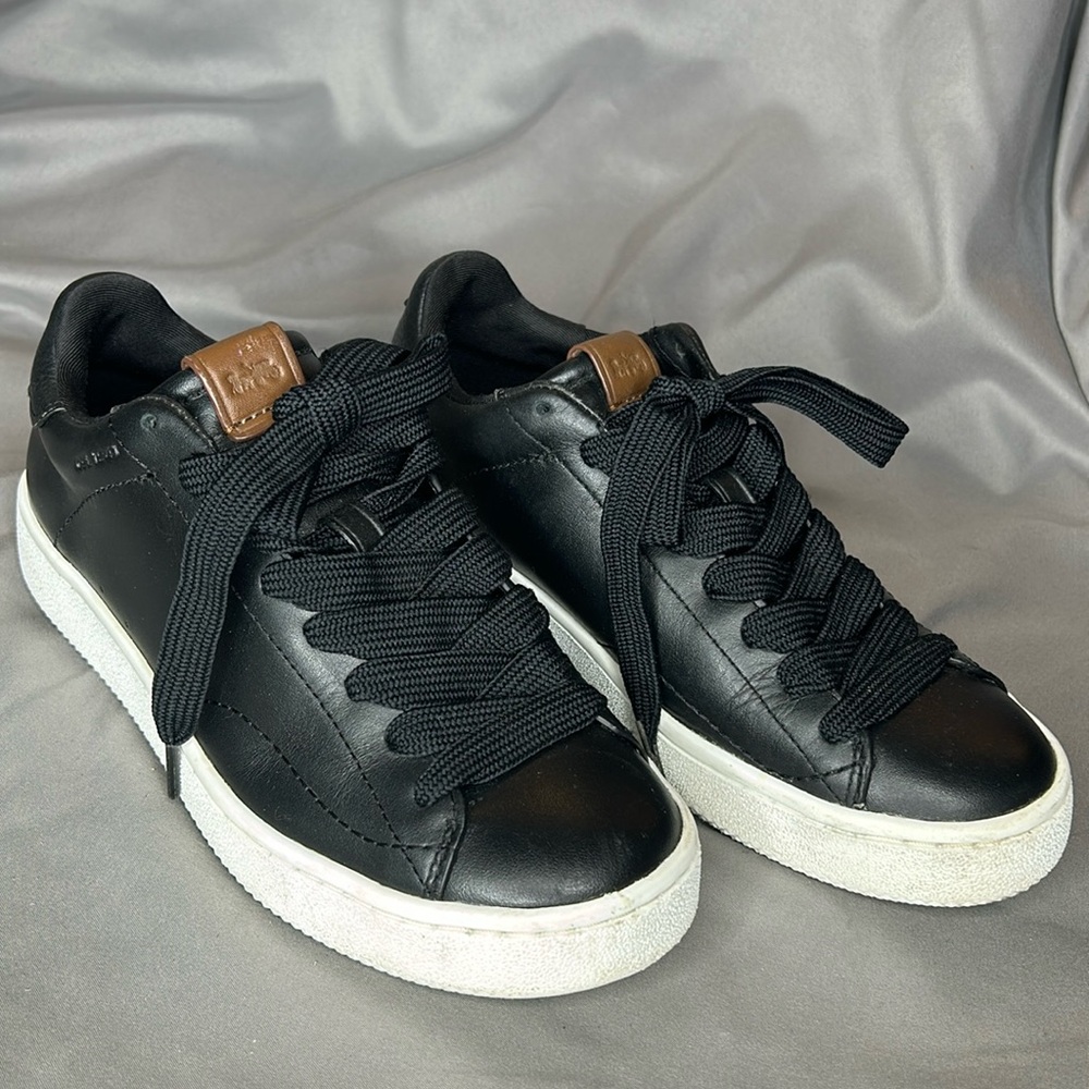 Authentic Coach Black Leather C101 Platform Sneakers